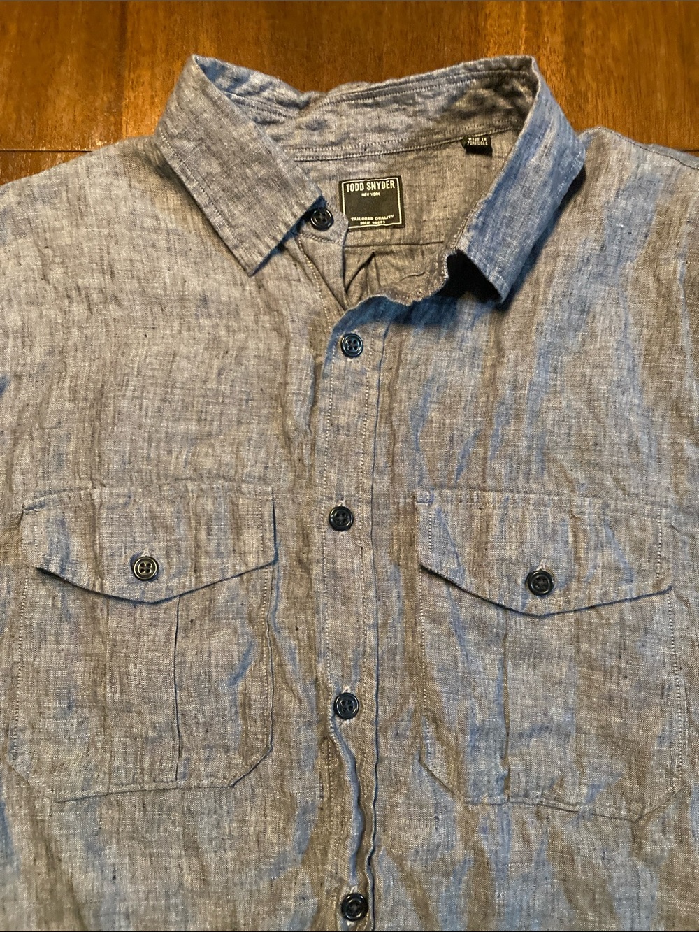 Todd Snyder Men’s navy line Button-Up Shirt